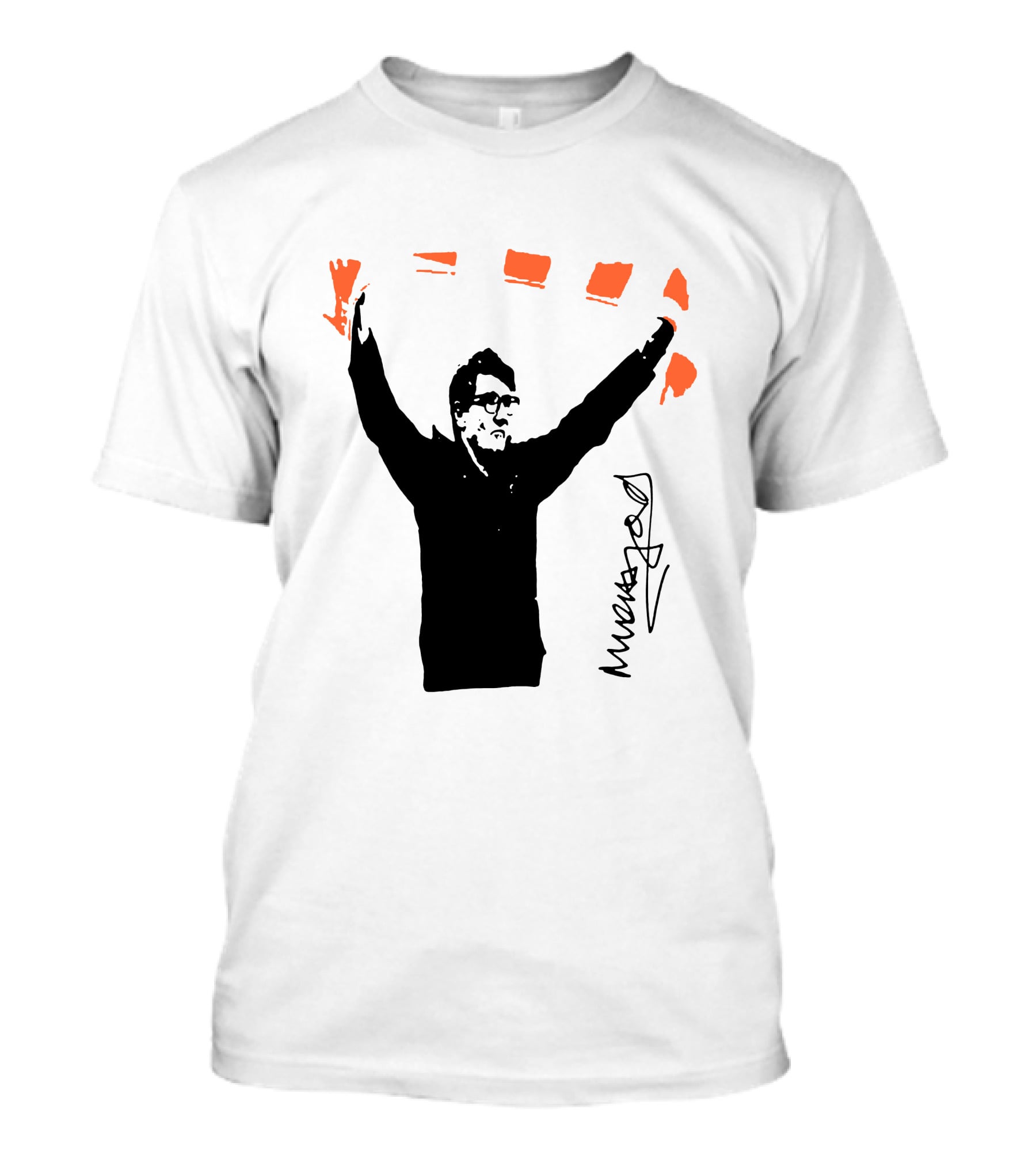 Mick Harford Signature Celebration Pose With Orange Stripes T-Shirt