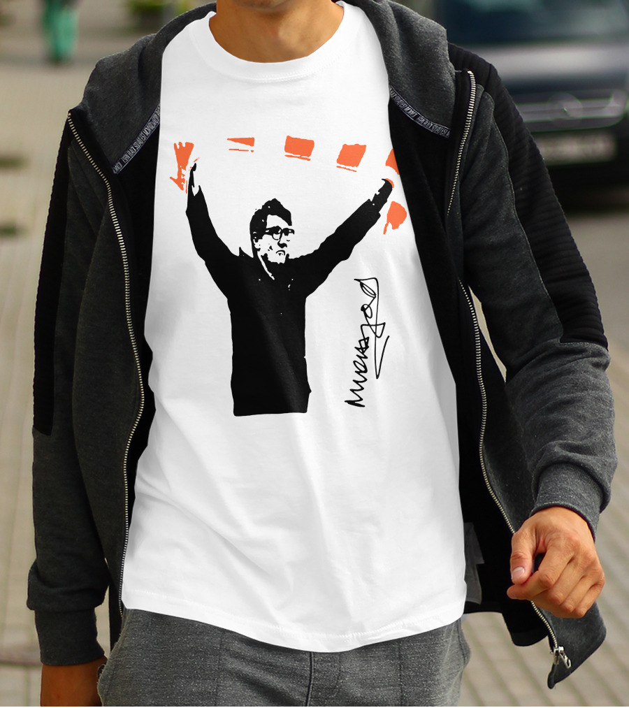 Mick Harford Signature Celebration Pose With Orange Stripes T-Shirt