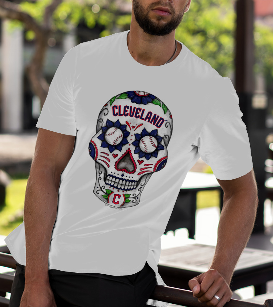 Cleveland Guardians Sugar Skull Tiny Turnip Baseball T-Shirt