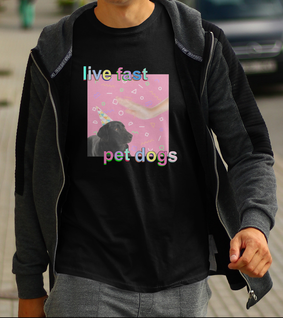 Live Fast Pet Dogs Zach Heltzel Robots With Rayguns T-Shirt