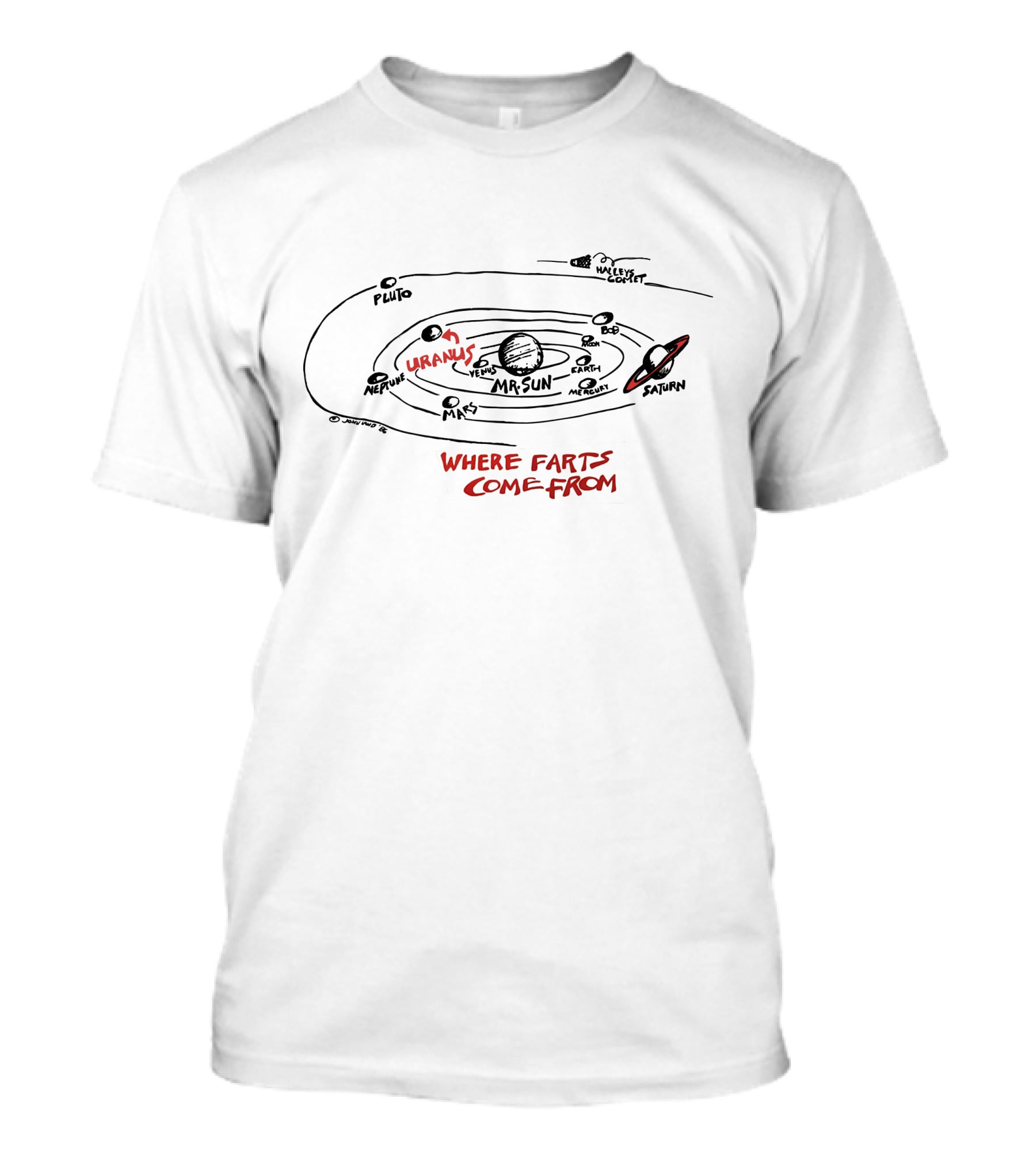 The Universe Where Farts Come From Uranus Mr. Sun Saturn Pluto Neptune Venus Mars Earth Mercury Halley's Comet T-Shirt