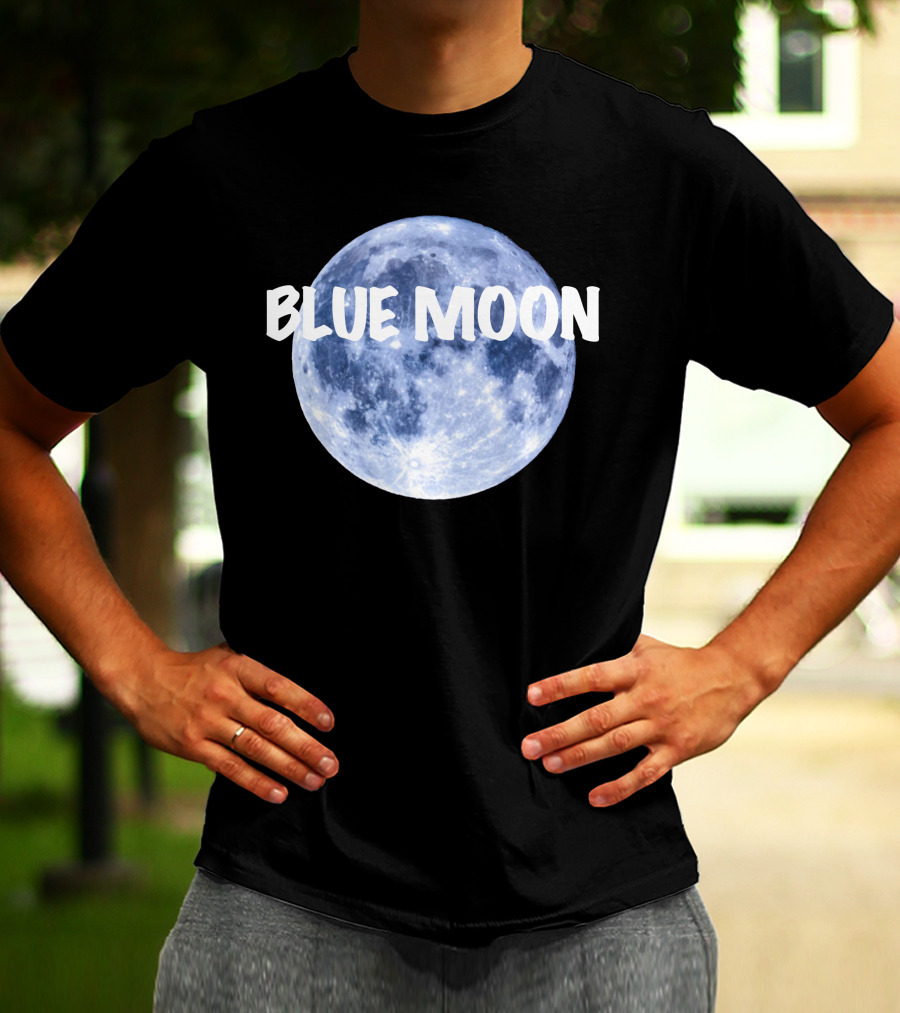 Blue Moon Lunar Phase Image With Text In Bold White Font T-Shirt