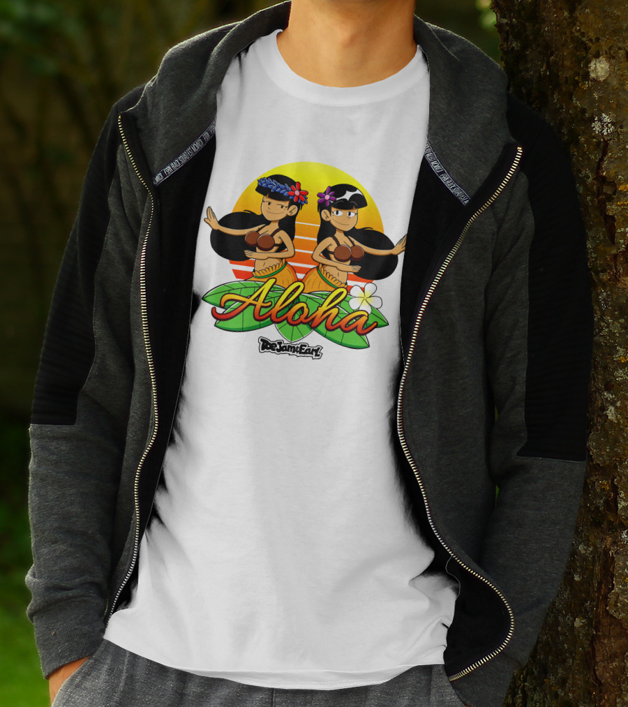 Aloha From Toejam And Earl Robaroba Merch Hawaiian Dancers Tropical Sunset T-Shirt