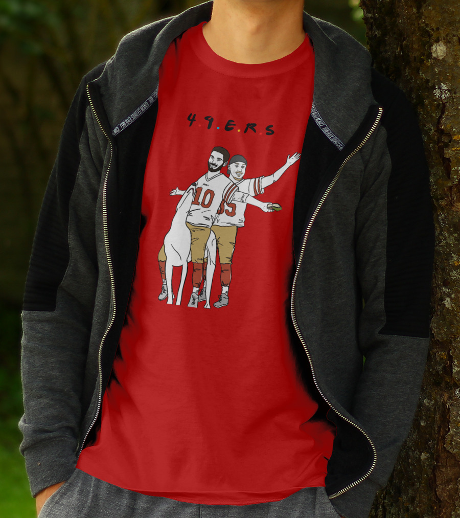 49ers Friends Jimmy Garoppolo Brian Hill Illustration With Dog T-Shirt