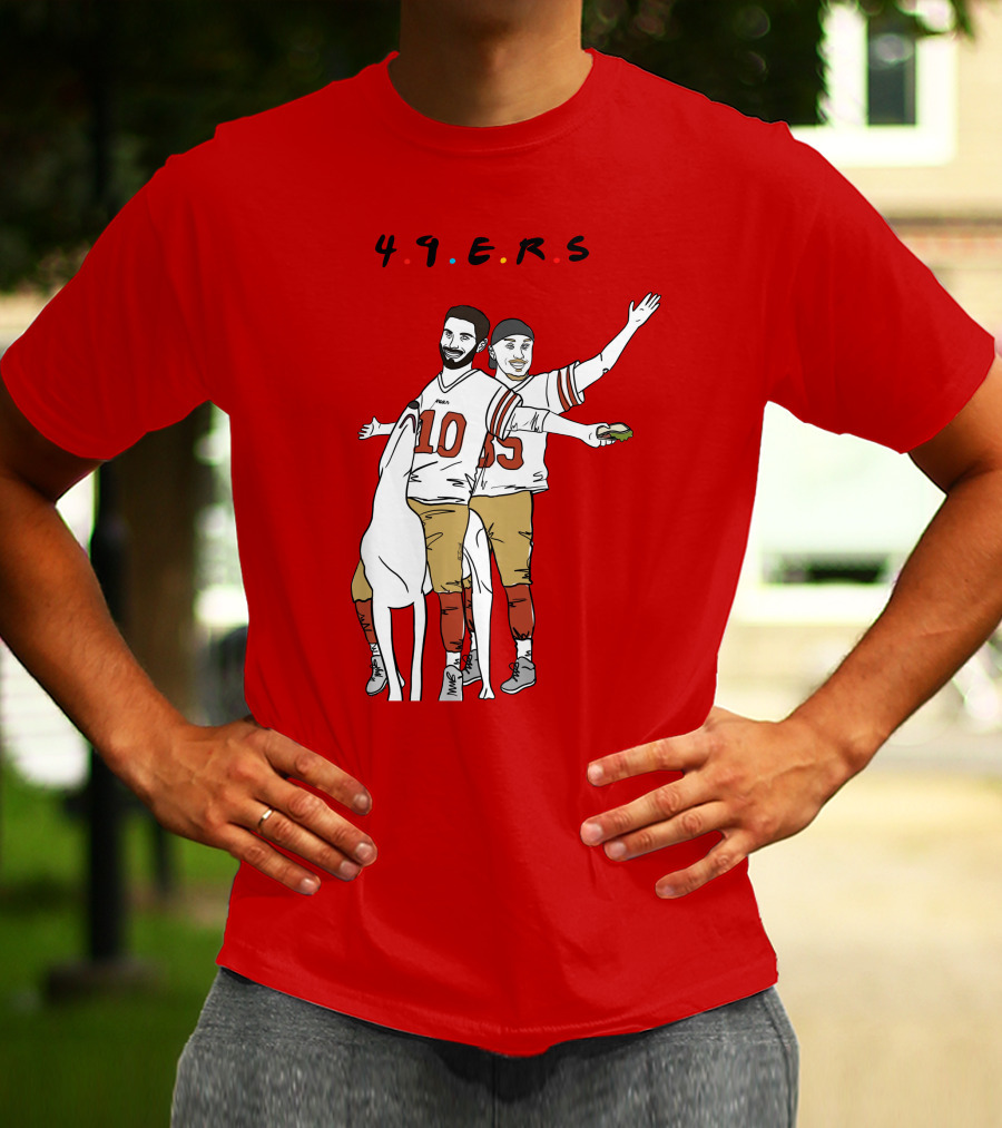 49ers Friends Jimmy Garoppolo Brian Hill Illustration With Dog T-Shirt