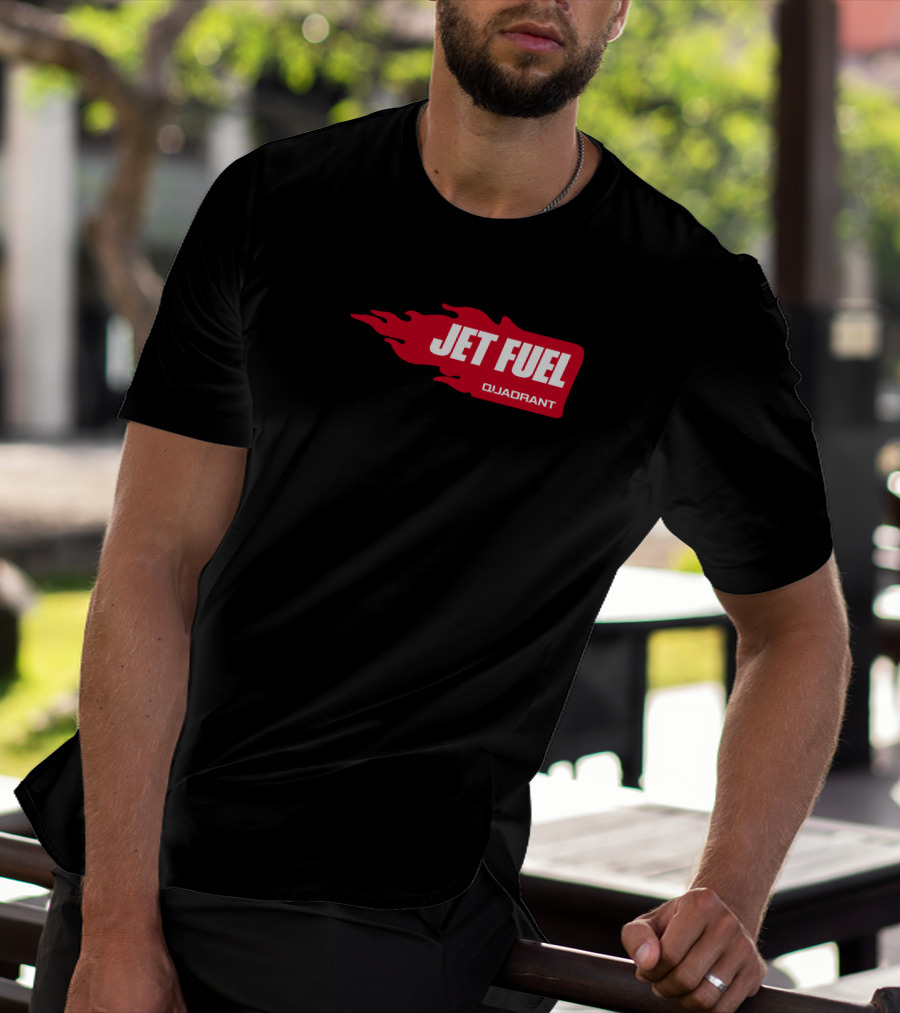 JET FUEL QUADRANT Flame Red Typography T-Shirt