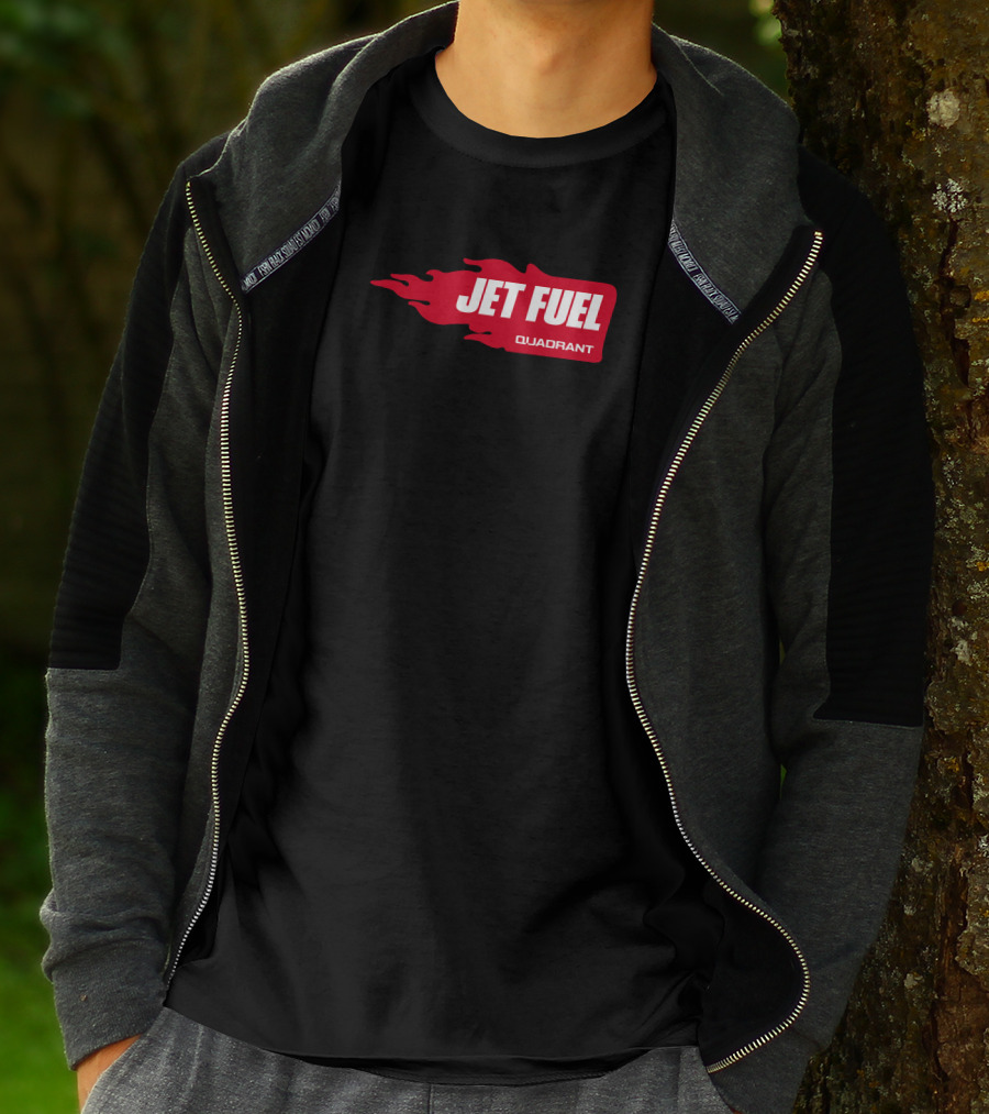 JET FUEL QUADRANT Flame Red Typography T-Shirt