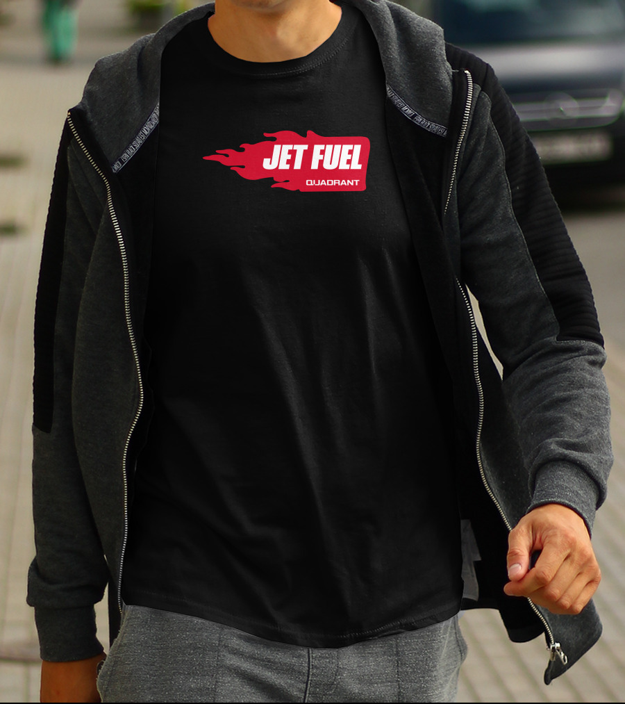 JET FUEL QUADRANT Flame Red Typography T-Shirt