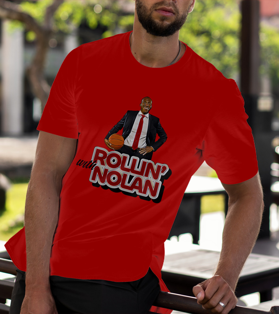 Rollin’ With Nolan Basketball Suit And Tie RedBackground T-Shirt