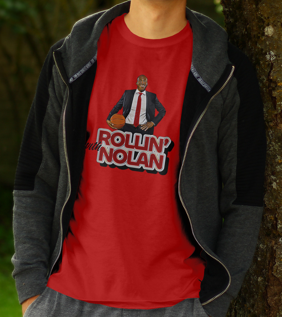 Rollin’ With Nolan Basketball Suit And Tie RedBackground T-Shirt