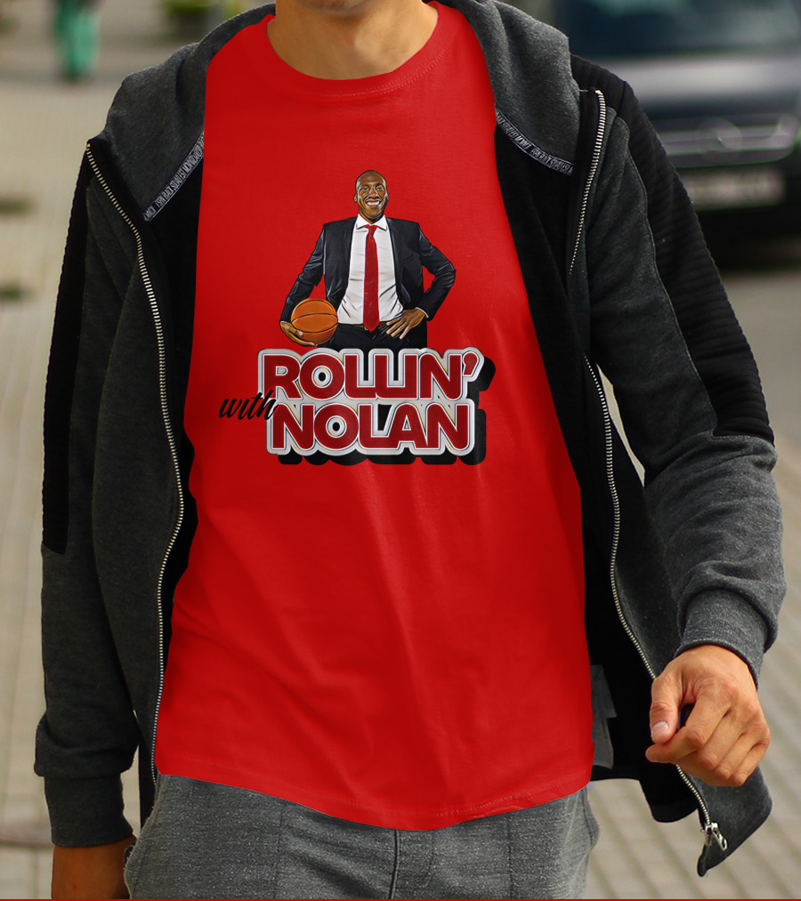Rollin’ With Nolan Basketball Suit And Tie RedBackground T-Shirt