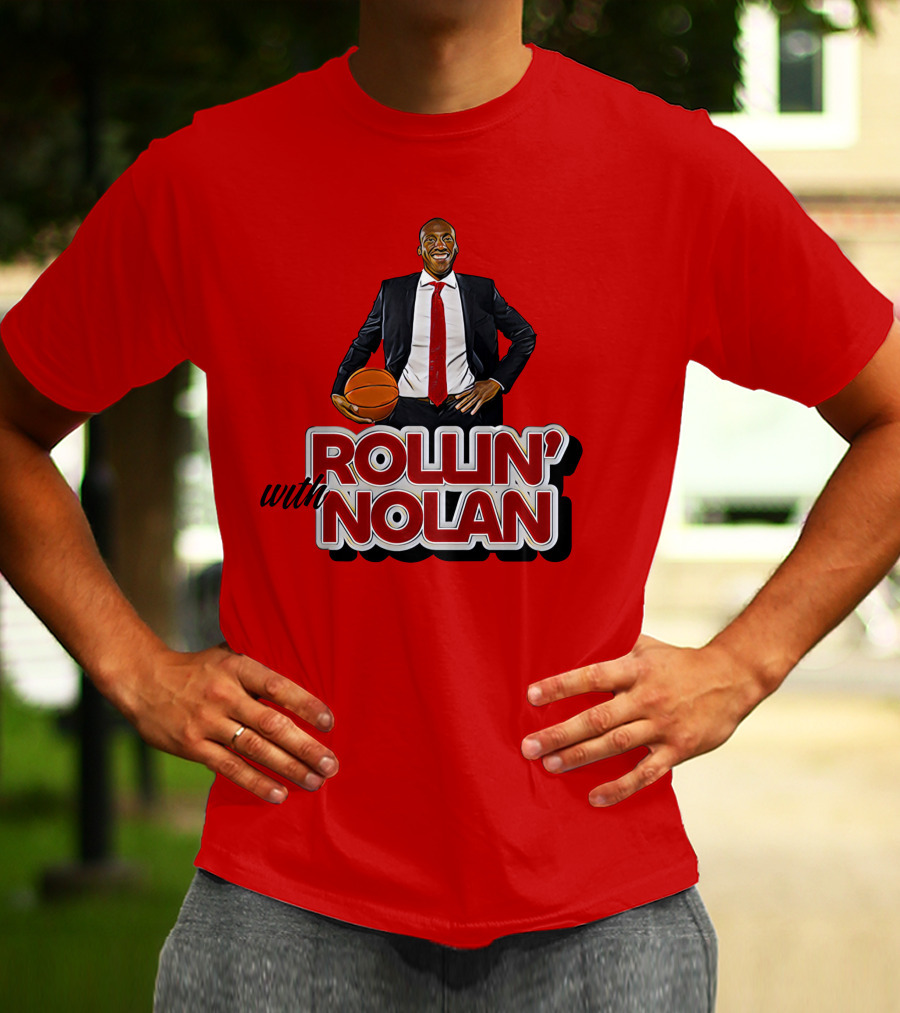Rollin’ With Nolan Basketball Suit And Tie RedBackground T-Shirt