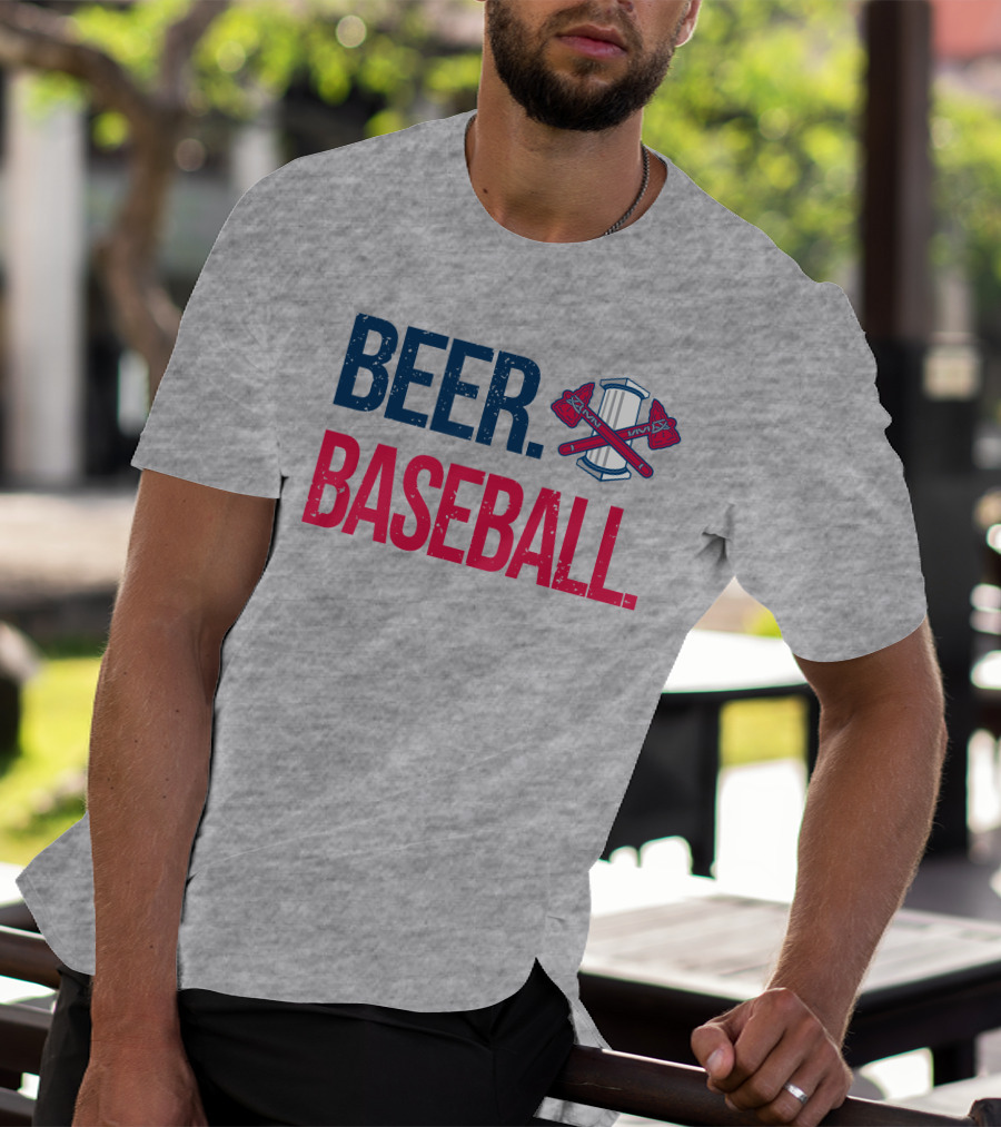 BEER. BASEBALL. Crossed Axes Emblem T-Shirt