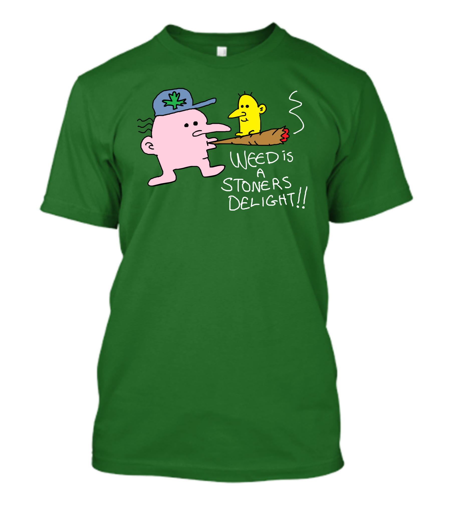 Weed Is A Stoners Delight Cartoon Characters Smoking Joint T-Shirt