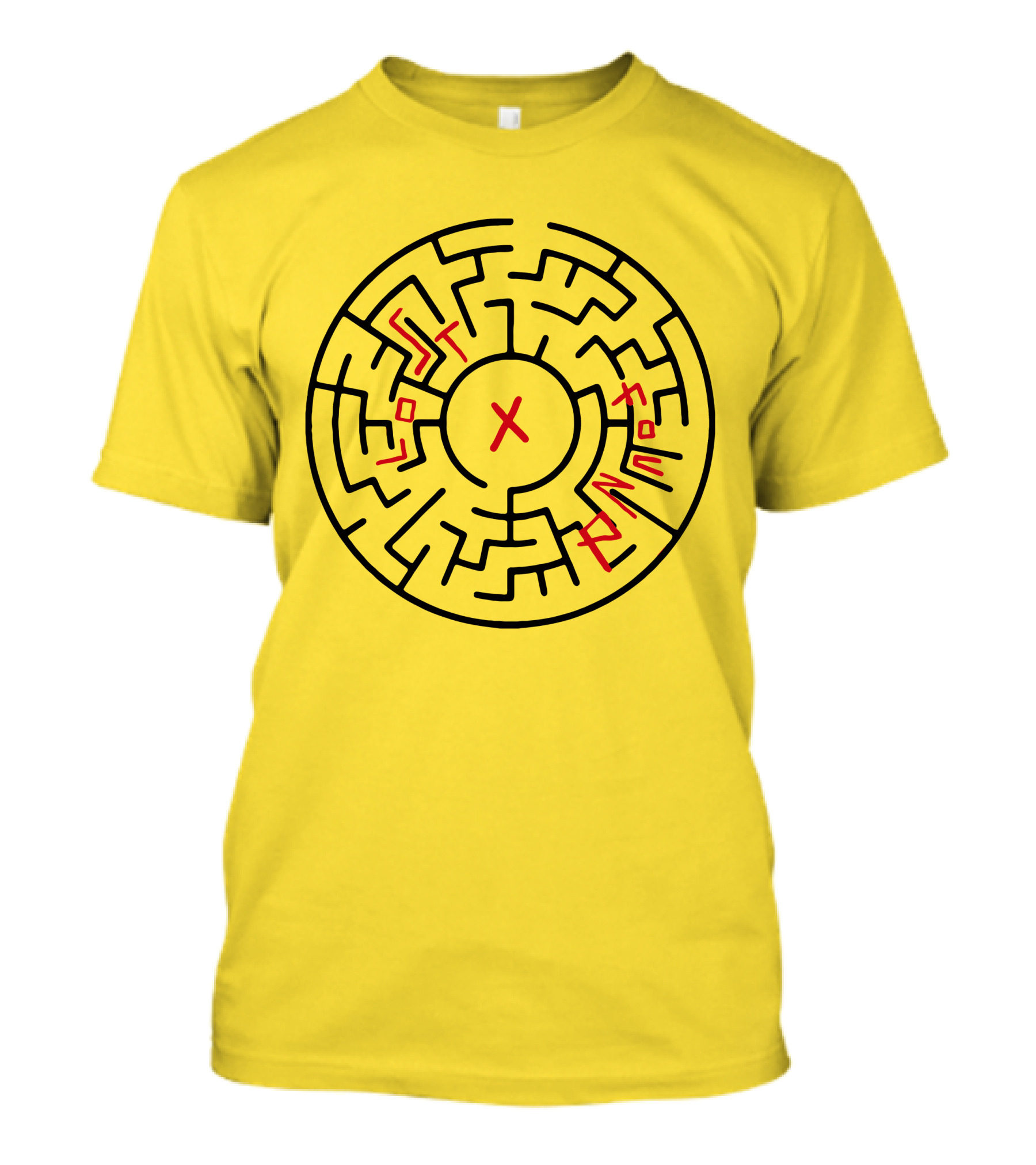 Lost People Found Myself Maze Design Yellow Background T-Shirt