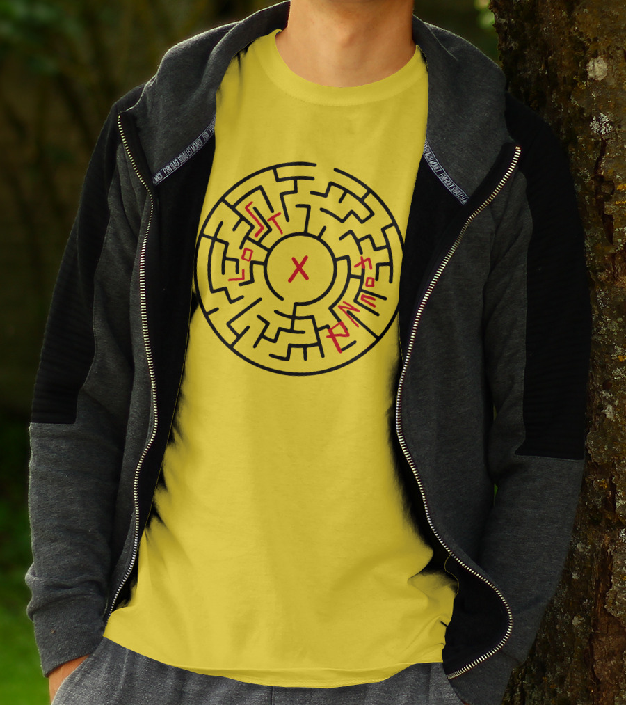 Lost People Found Myself Maze Design Yellow Background T-Shirt