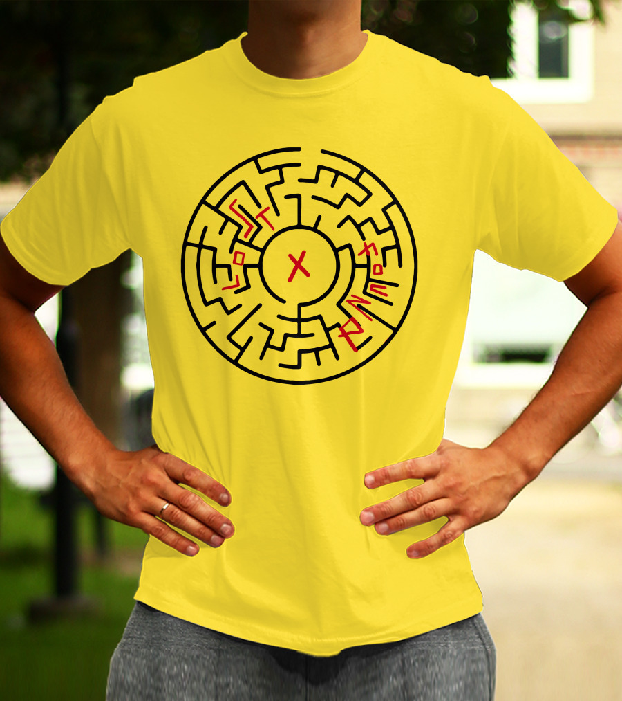 Lost People Found Myself Maze Design Yellow Background T-Shirt
