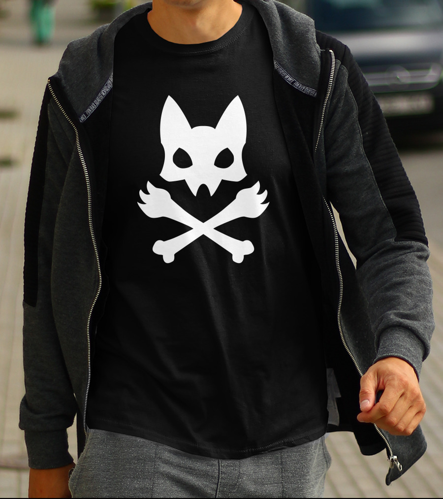 Neon Cat Skull And Crossbones Speed T-Shirt