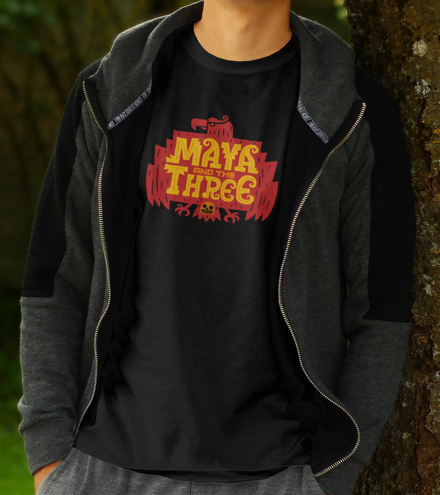 Maya And The Three Aztec-Inspired Red Eagle Emblem T-Shirt
