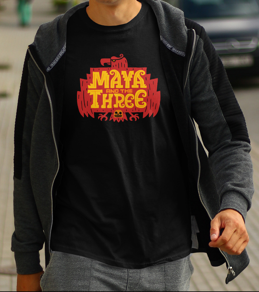 Maya And The Three Aztec-Inspired Red Eagle Emblem T-Shirt