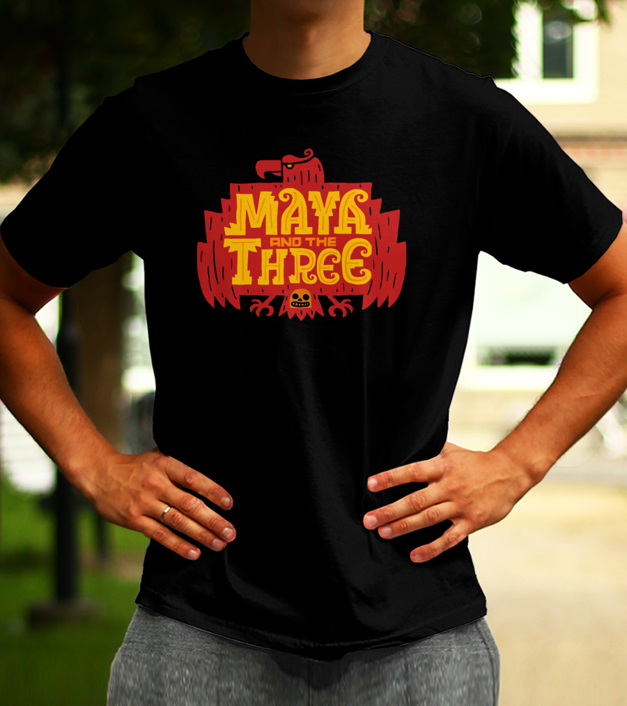 Maya And The Three Aztec-Inspired Red Eagle Emblem T-Shirt