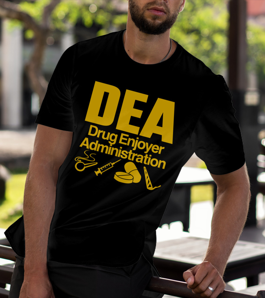 DEA Drug Enjoyer Administration Spoons Syringe Pills Razor Blade T-Shirt