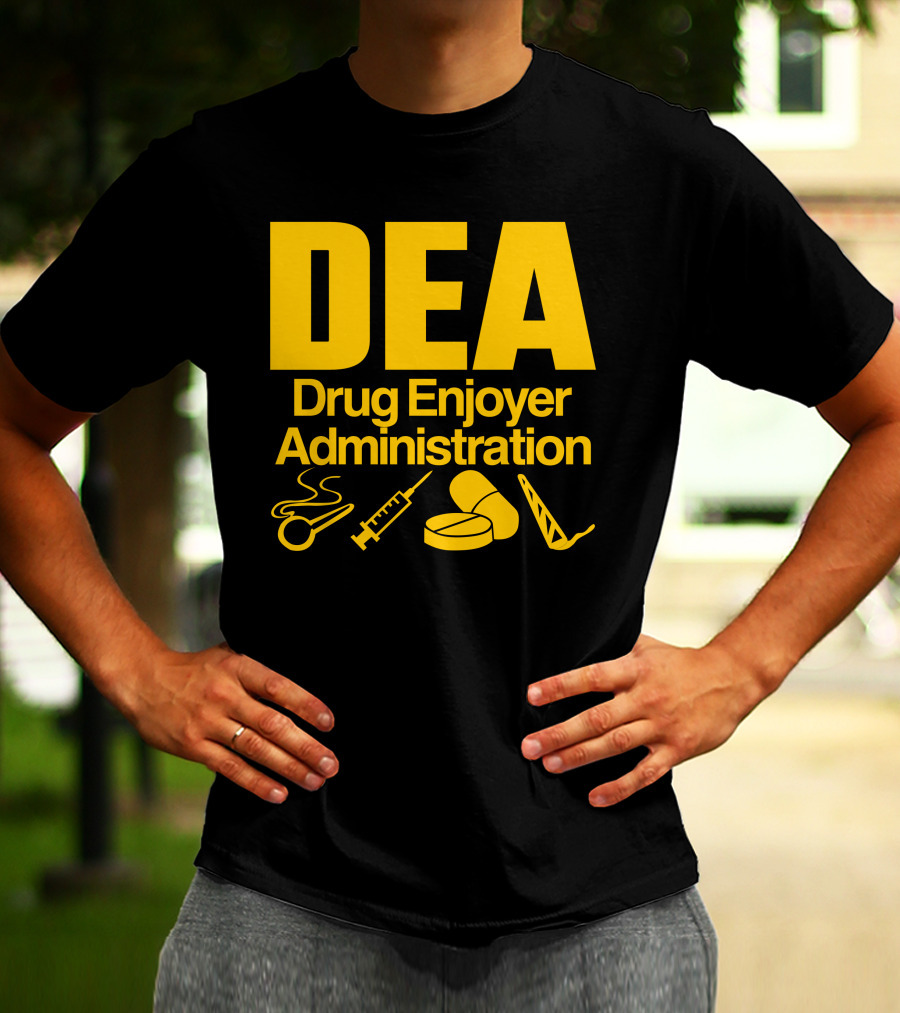 DEA Drug Enjoyer Administration Spoons Syringe Pills Razor Blade T-Shirt