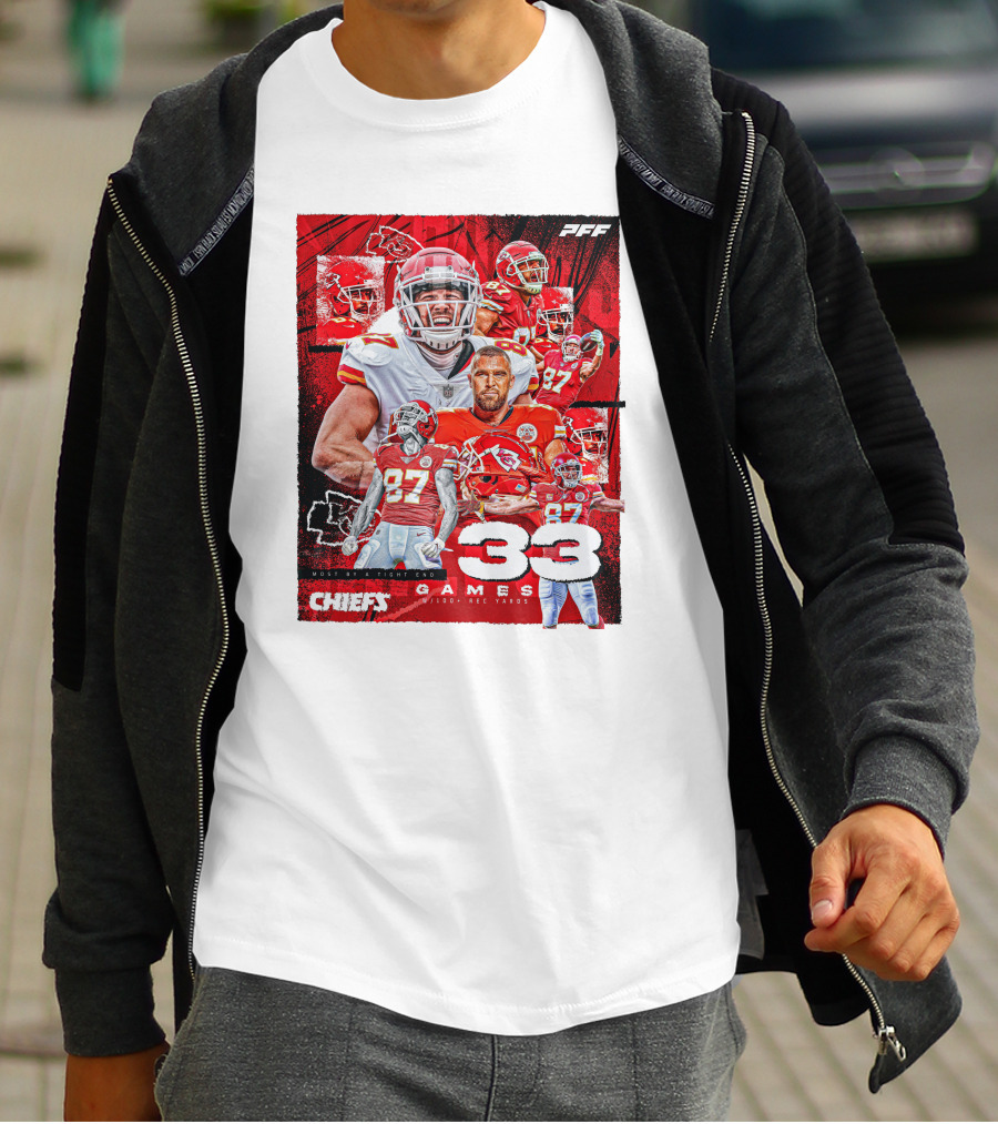 Chiefs Tight End Record 33 Games PFF Highlights T-Shirt