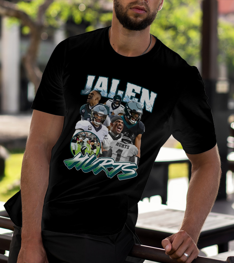 Big Cat Barstool Jalen Hurts Football Collage T-Shirt