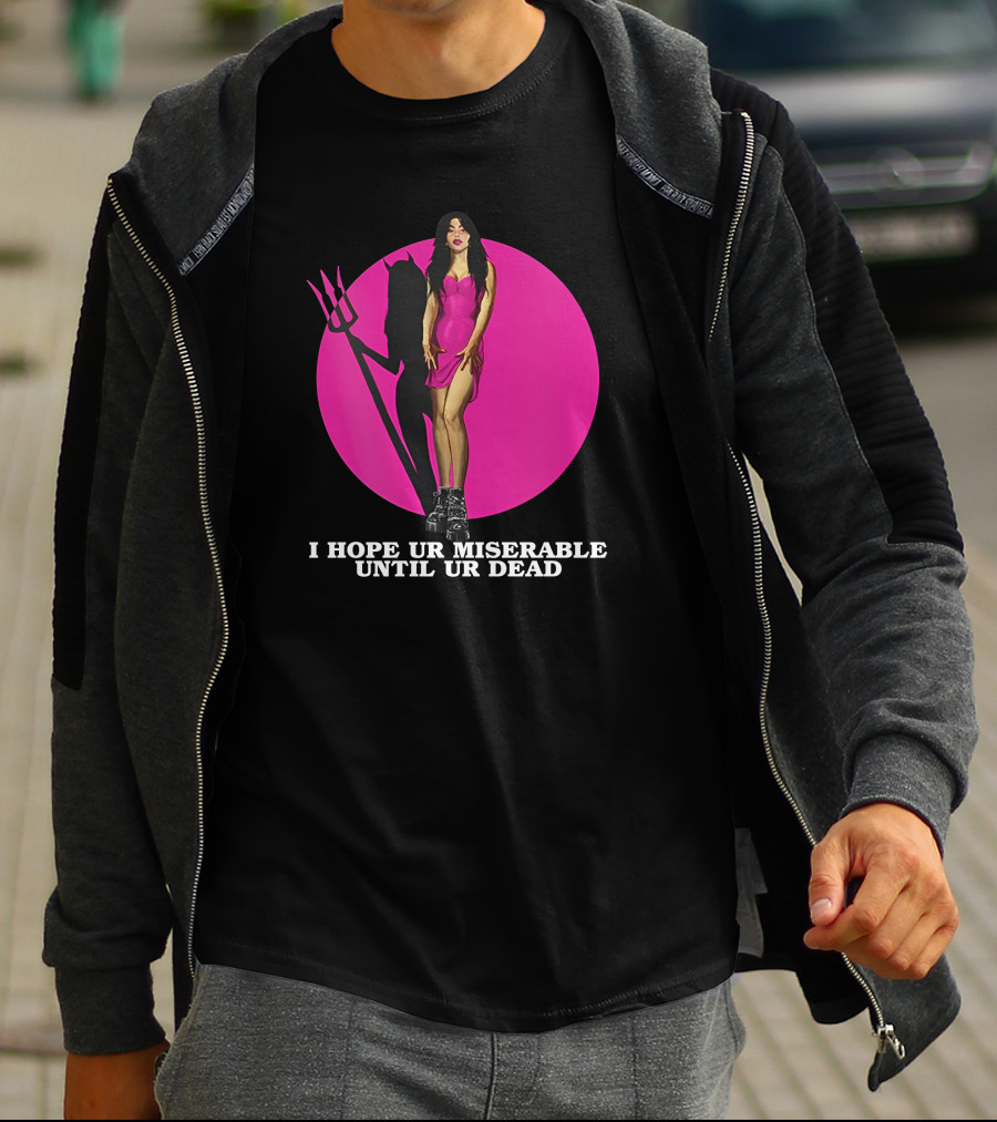 I Hope Ur Miserable Until Ur Dead Pink Devil Woman T-Shirt
