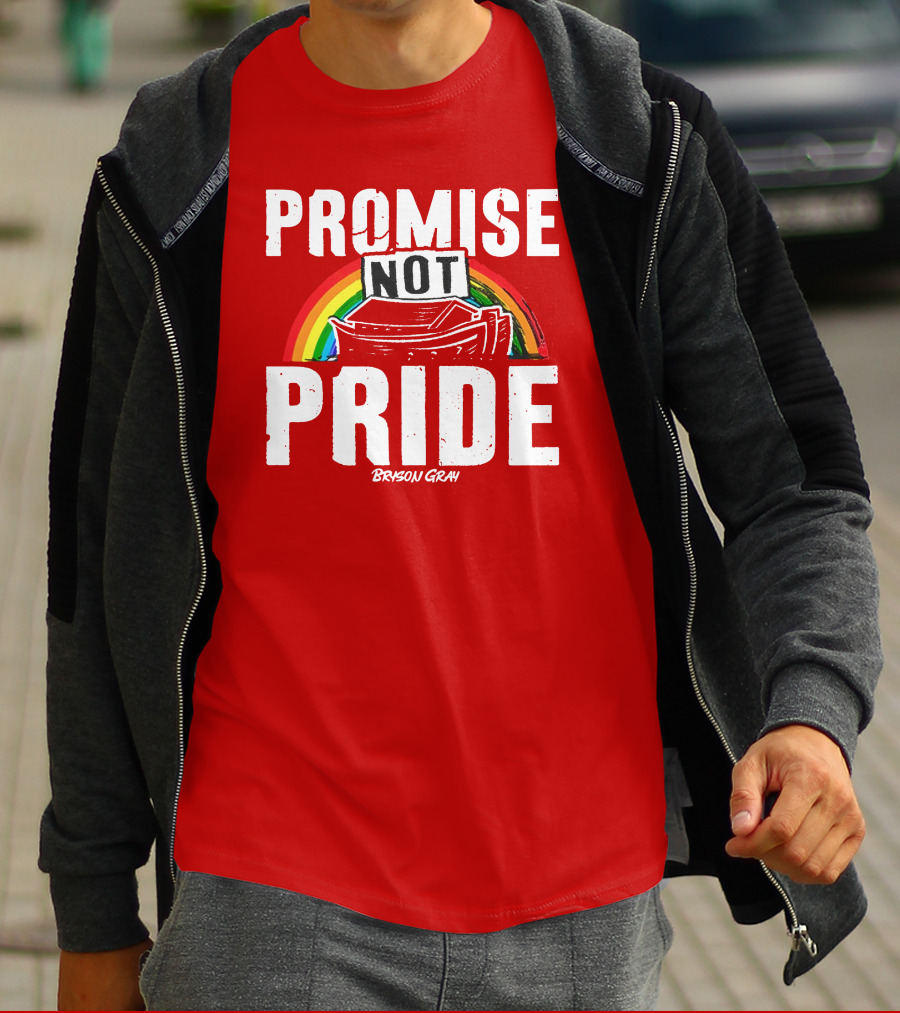 Promise Not Pride Noah's Ark Rainbow Bryson Gray T-Shirt