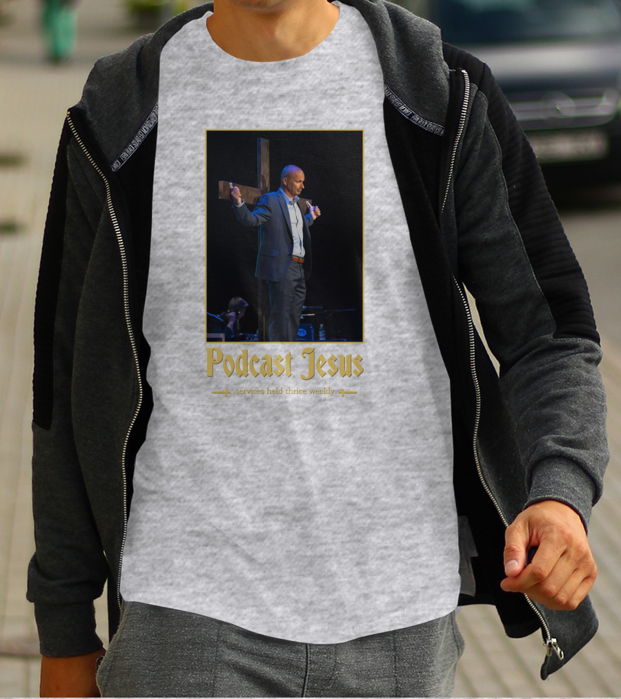 Podcast Jesus Services Held Thrice Weekly Speaker With Cross Image T-Shirt