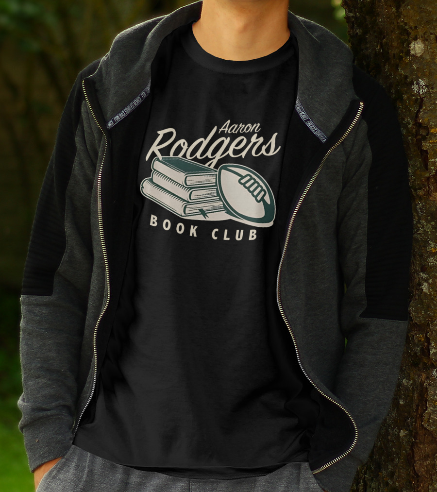 Pat McAfee Show Aaron Rodgers Book Club Football Stack T-Shirt