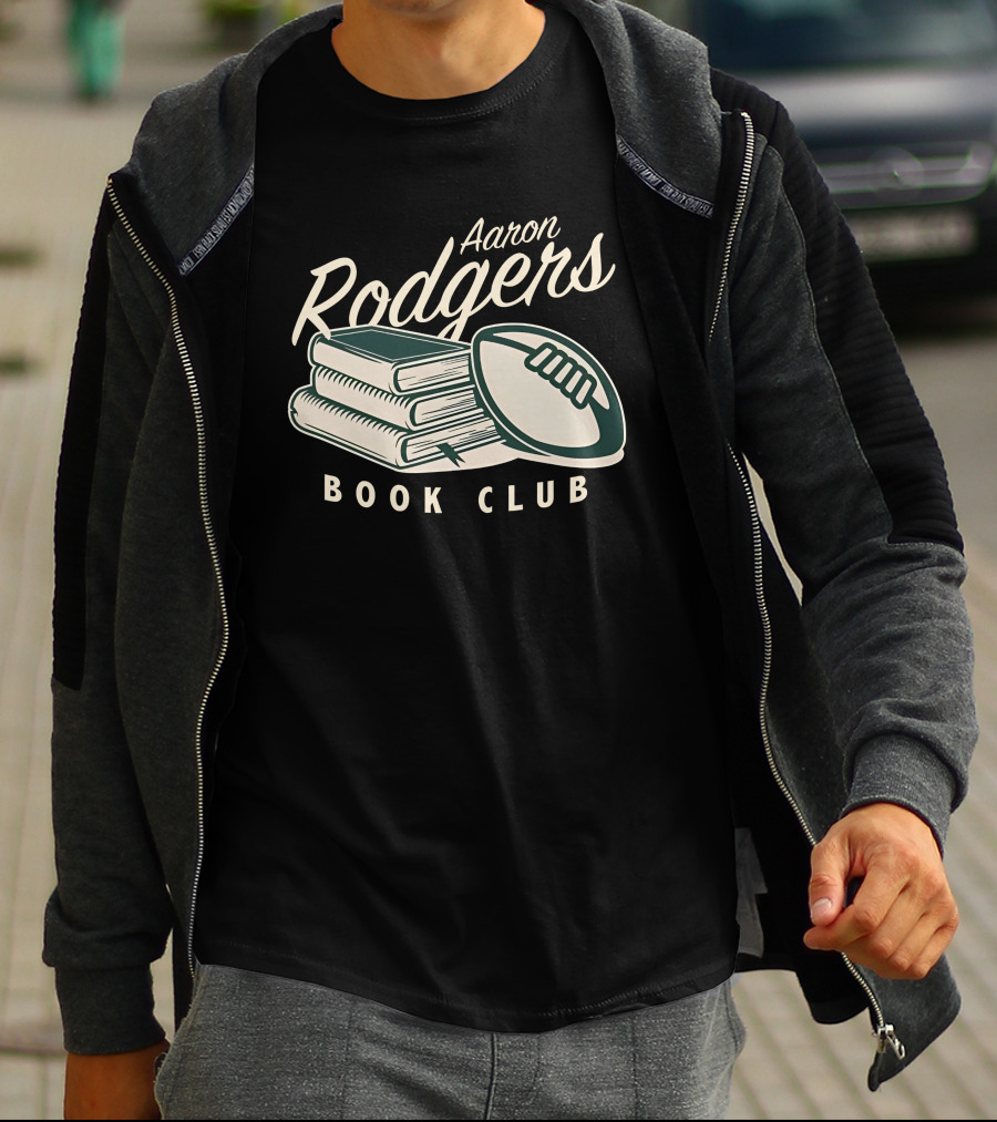 Pat McAfee Show Aaron Rodgers Book Club Football Stack T-Shirt