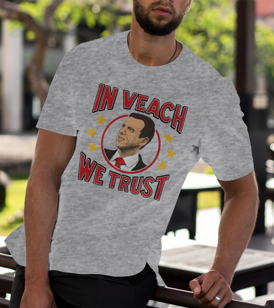 In Veach We Trust Red Tie Portrait With Yellow Stars T-Shirt