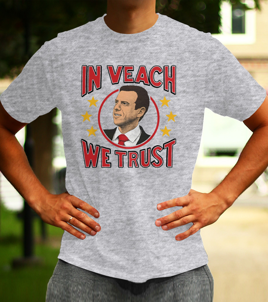 In Veach We Trust Red Tie Portrait With Yellow Stars T-Shirt