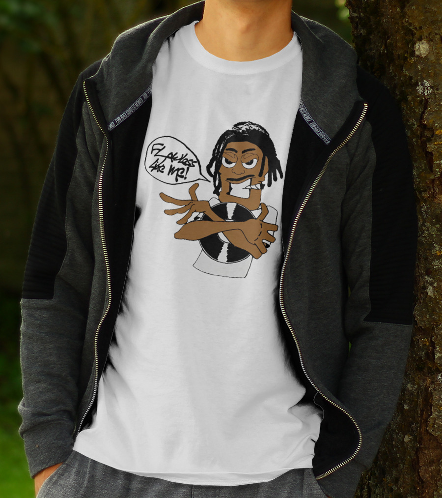 Flawless Like Me Vinyl Graphic Character With Crossed Arms And Vinyl Record T-Shirt