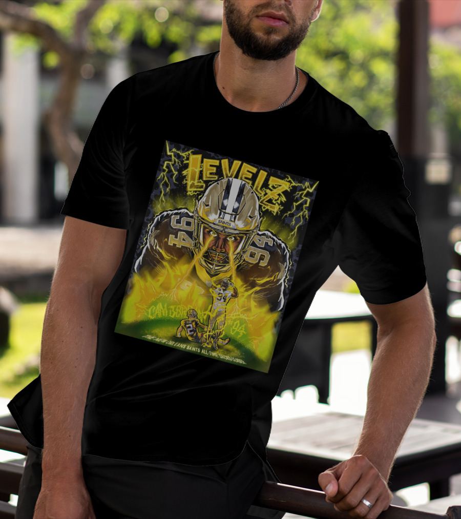 Levelz New Orleans Saints Cam Jordan All Time Sacks Leader T-Shirt