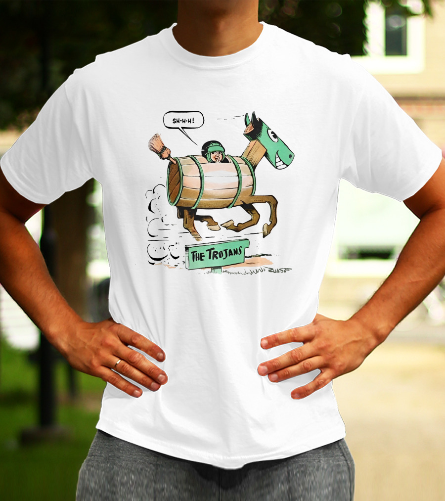 Tulane Football Sh-H-H The Trojans Trojan Horse Cartoon T-Shirt