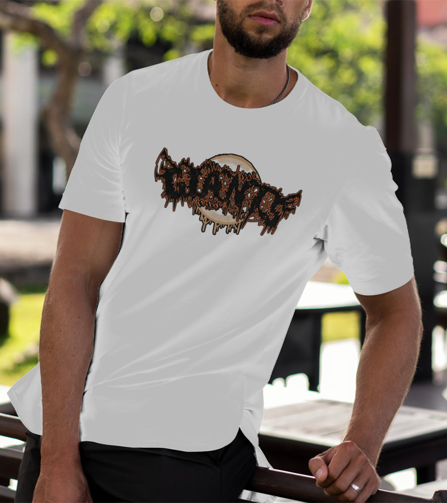 Deathcore Giants Horror Dripping Typography T-Shirt