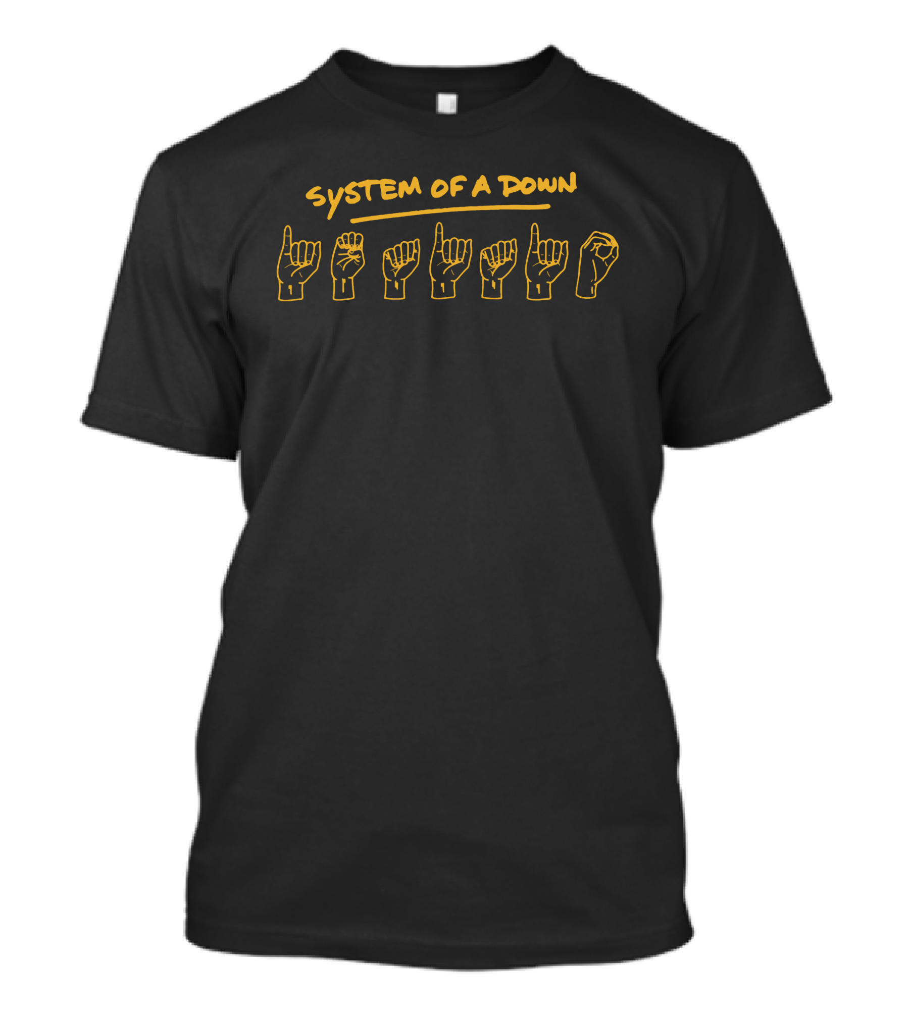 System Of A Down Yellow Sign Language Hand Symbols T-Shirt