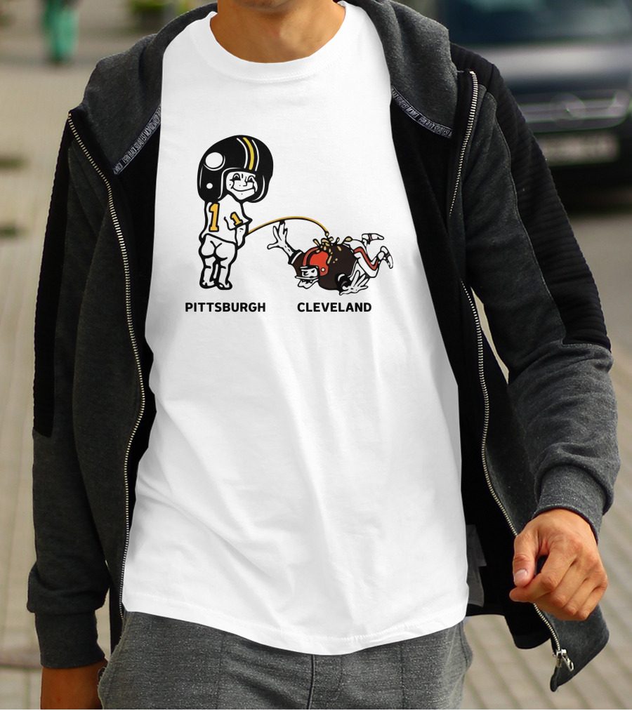 Yinzers Pittsburgh Cleveland Football Rivalry Cartoon T-Shirt