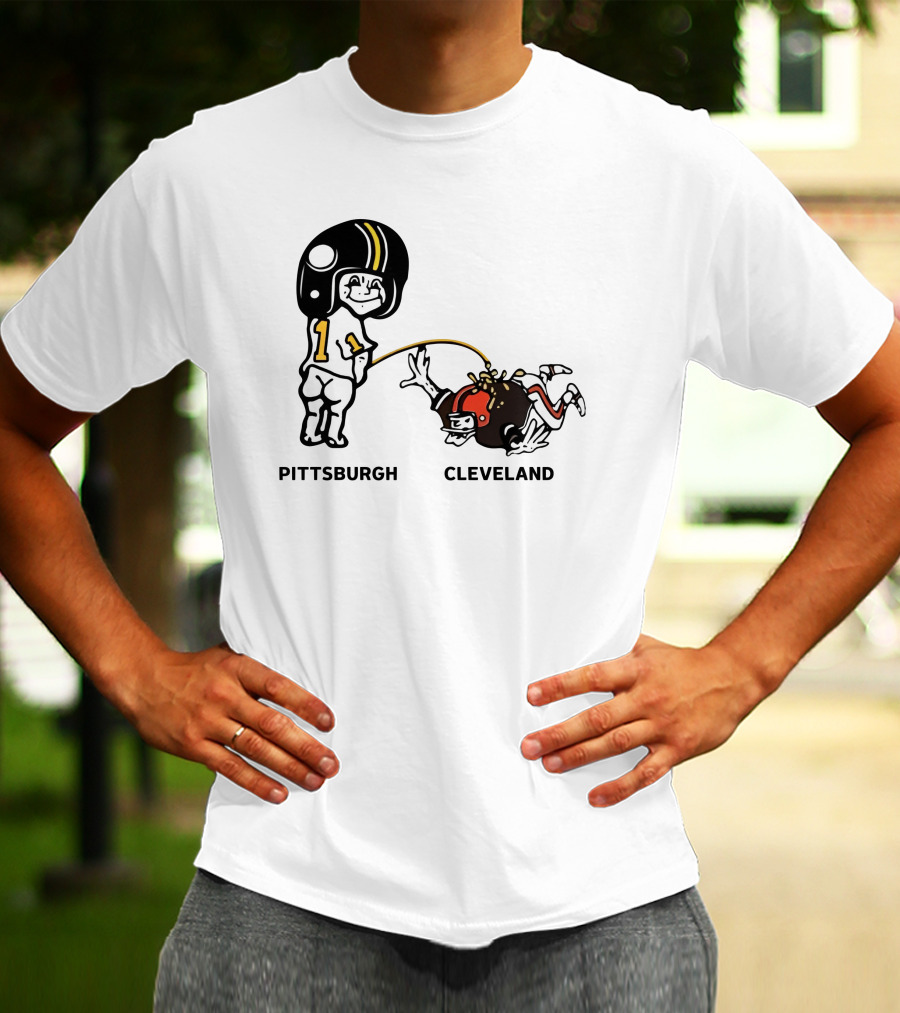 Yinzers Pittsburgh Cleveland Football Rivalry Cartoon T-Shirt