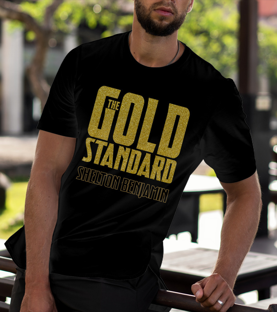The Gold Standard Shelton Benjamin Gold Lettering T-Shirt