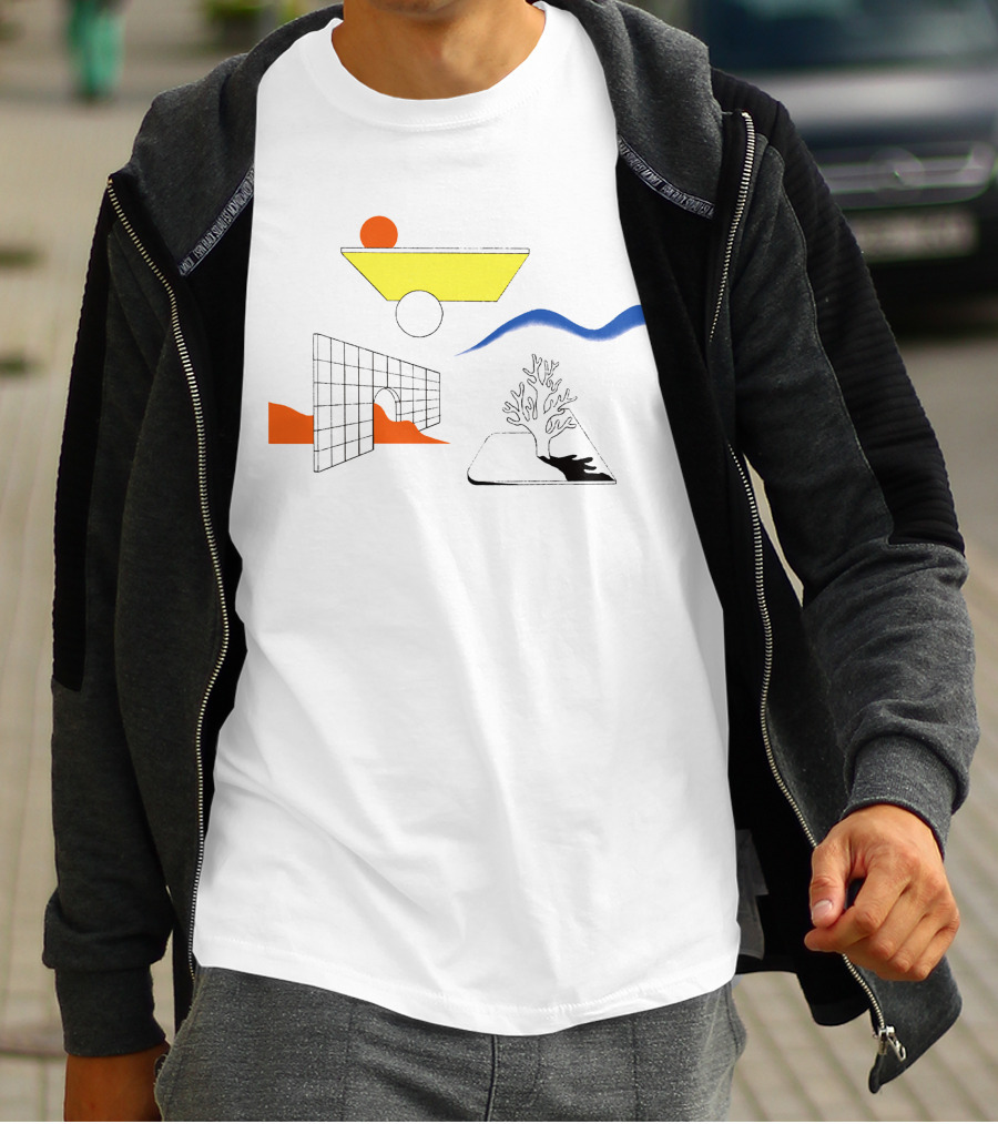 Winter Flower Reimagined Geometric Abstract Reflections T-Shirt