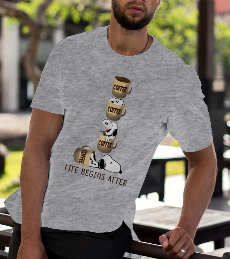 Life Begins After Coffee Snoopy Peanuts Mugs T-Shirt