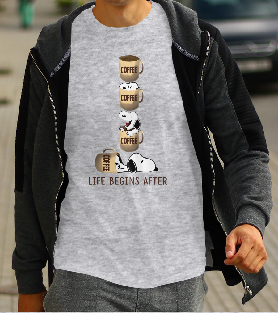 Life Begins After Coffee Snoopy Peanuts Mugs T-Shirt