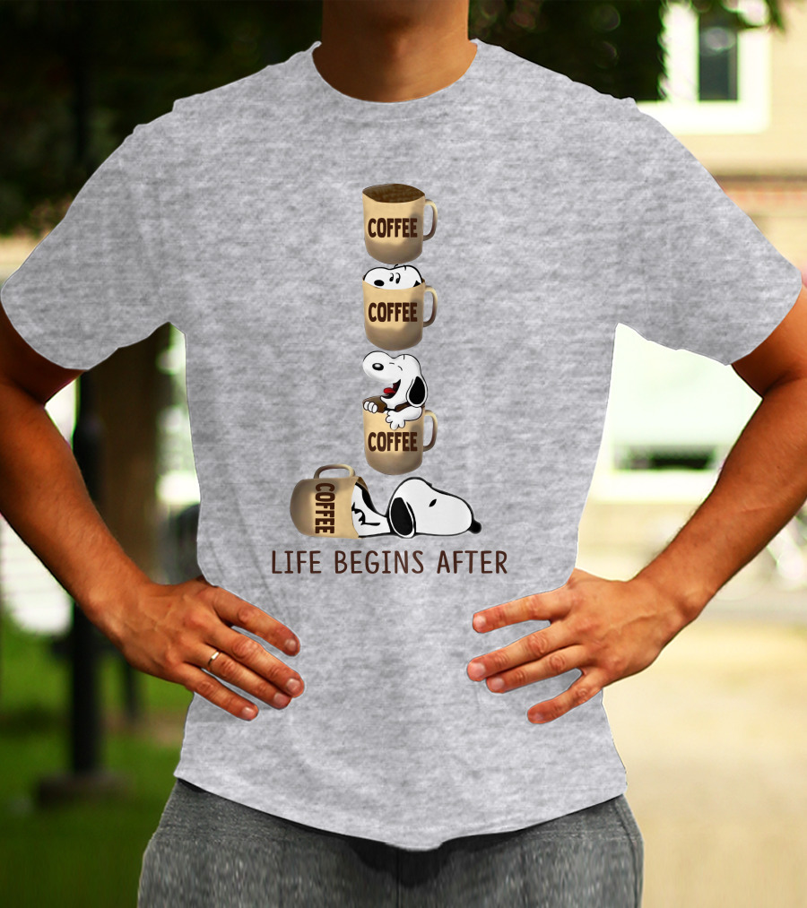 Life Begins After Coffee Snoopy Peanuts Mugs T-Shirt