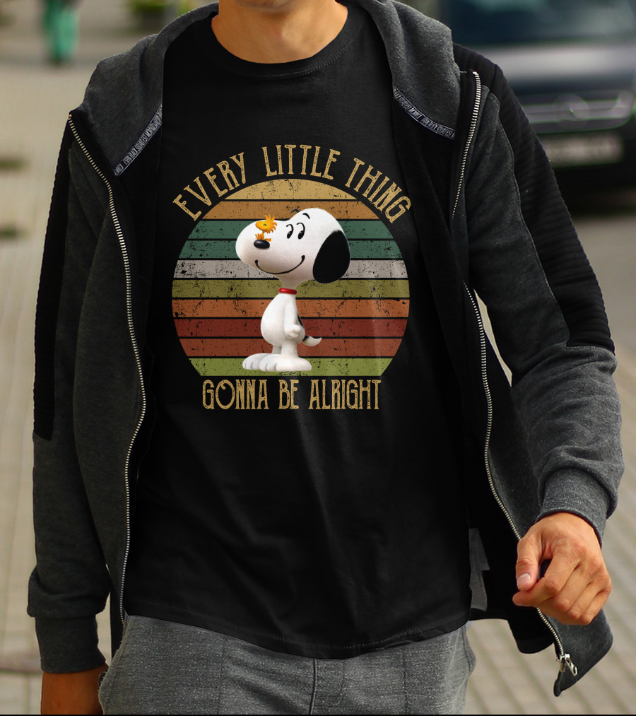 Every Little Thing Gonna Be Alright Snoopy Woodstock Vintage Circle T-Shirt