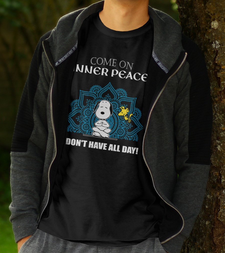 Come On Inner Peace I Don't Have All Day Snoopy And Woodstock Lotus Mandala T-Shirt